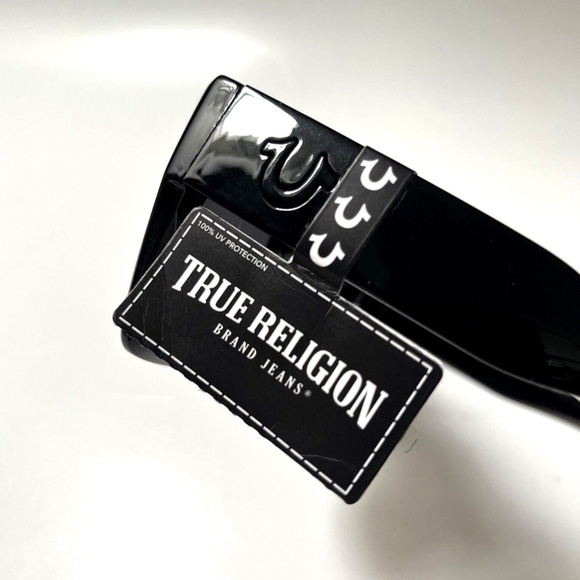 New Original TRUE RELIGION Square Sunglasses Oversized Acetate Black Classic - Picture 4 of 6
